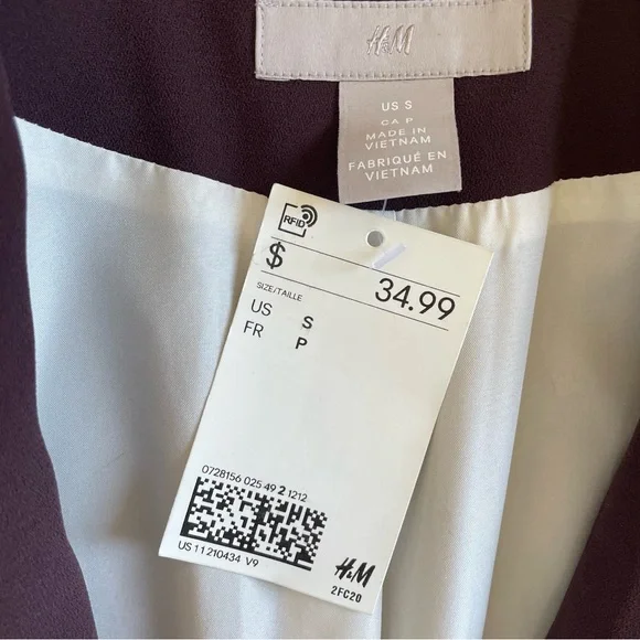 H&M Burgundy Casual Blazer Women’s S - Picture 4 of 6